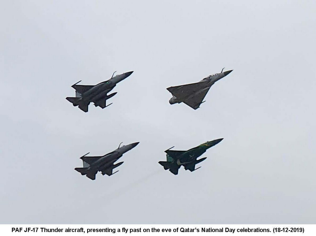 PAF JF 17 Thunder participate in flypast on National Day of Qatar