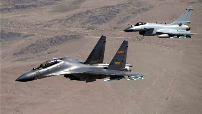 Chinese J 11B and J 10C fighters