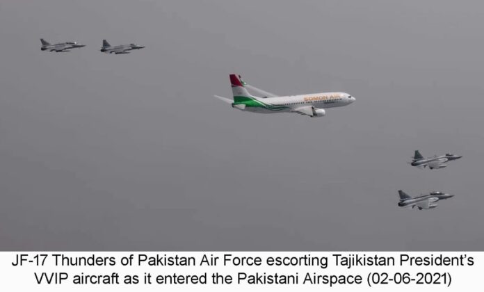 PAF No. 18 Squadron presented ceremonial air escort to the President of the Republic of Tajikistan