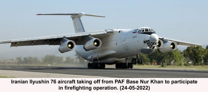 PAF facilitates Iranian firefighting tanker aircraft participating in Balochistan forest fire operation
