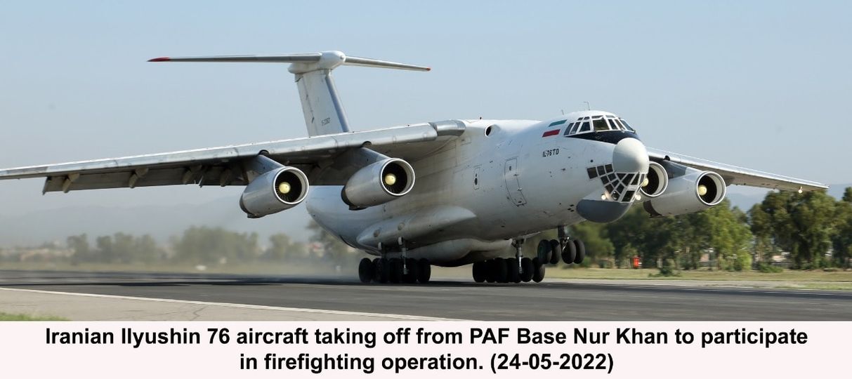 PAF facilitates Iranian firefighting tanker aircraft participating in Balochistan forest fire operation