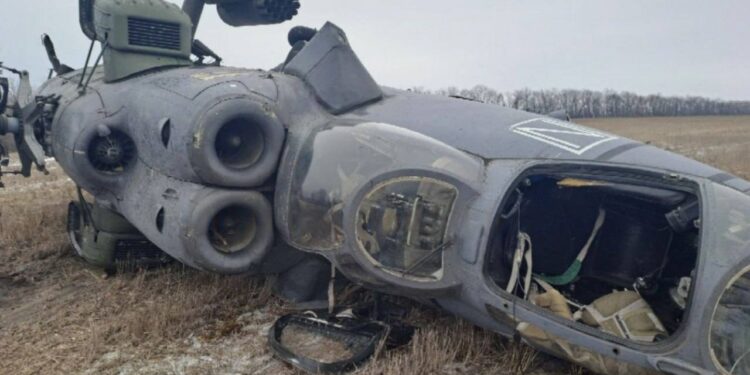 Russian Z helicopter wreckage found in Ukraine
