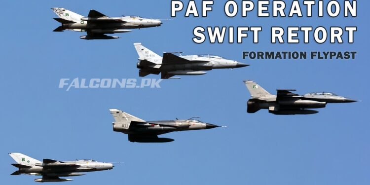 PAF Operation Swift Retort Formation Flypast | F-16 Falcon, JF-17 Thunder, Mirage & F-7PG Jets