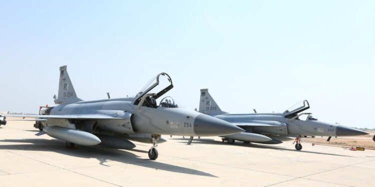 PAF JF-17 Thunder participating in Multi-national Air Exercise Bright Star 2023